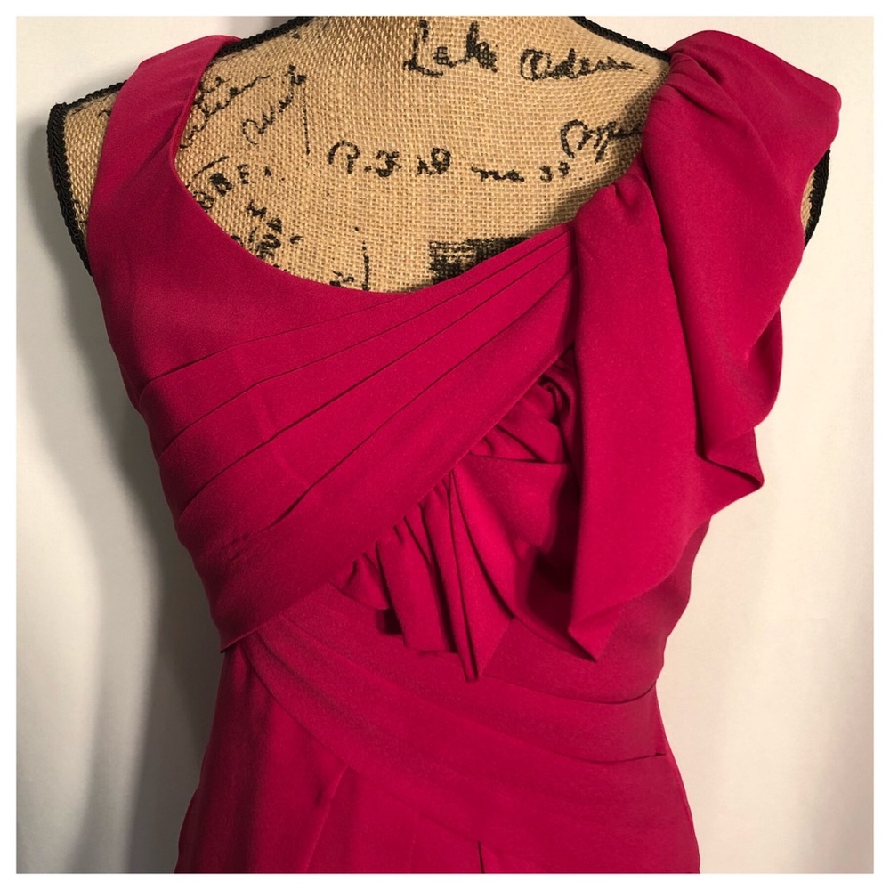 BCBGMaxAzria Silk Fuchsia Cocktail Dress LIKE NEW - Picture 2 of 7